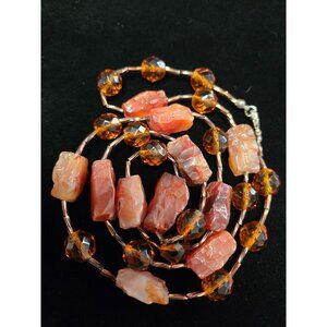 Vintage Carnelian Beaded Necklace .